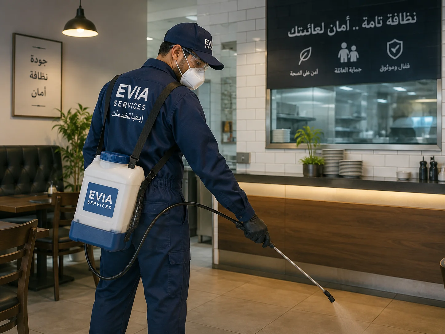 برنامج مكافحة حشرات آمن لمطعم عائلي في الرياض