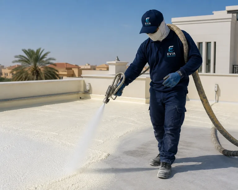 عامل في موقع عمل على السطح