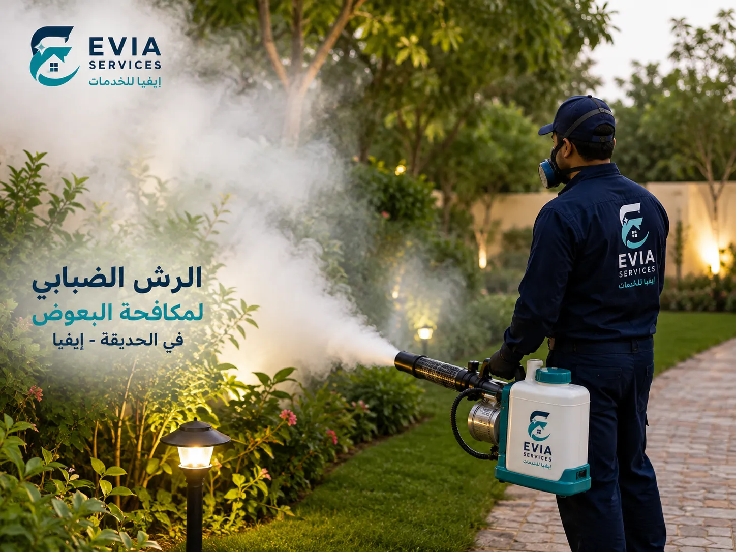الرش الضبابي لمكافحة البعوض في الحديقة - إيفيا