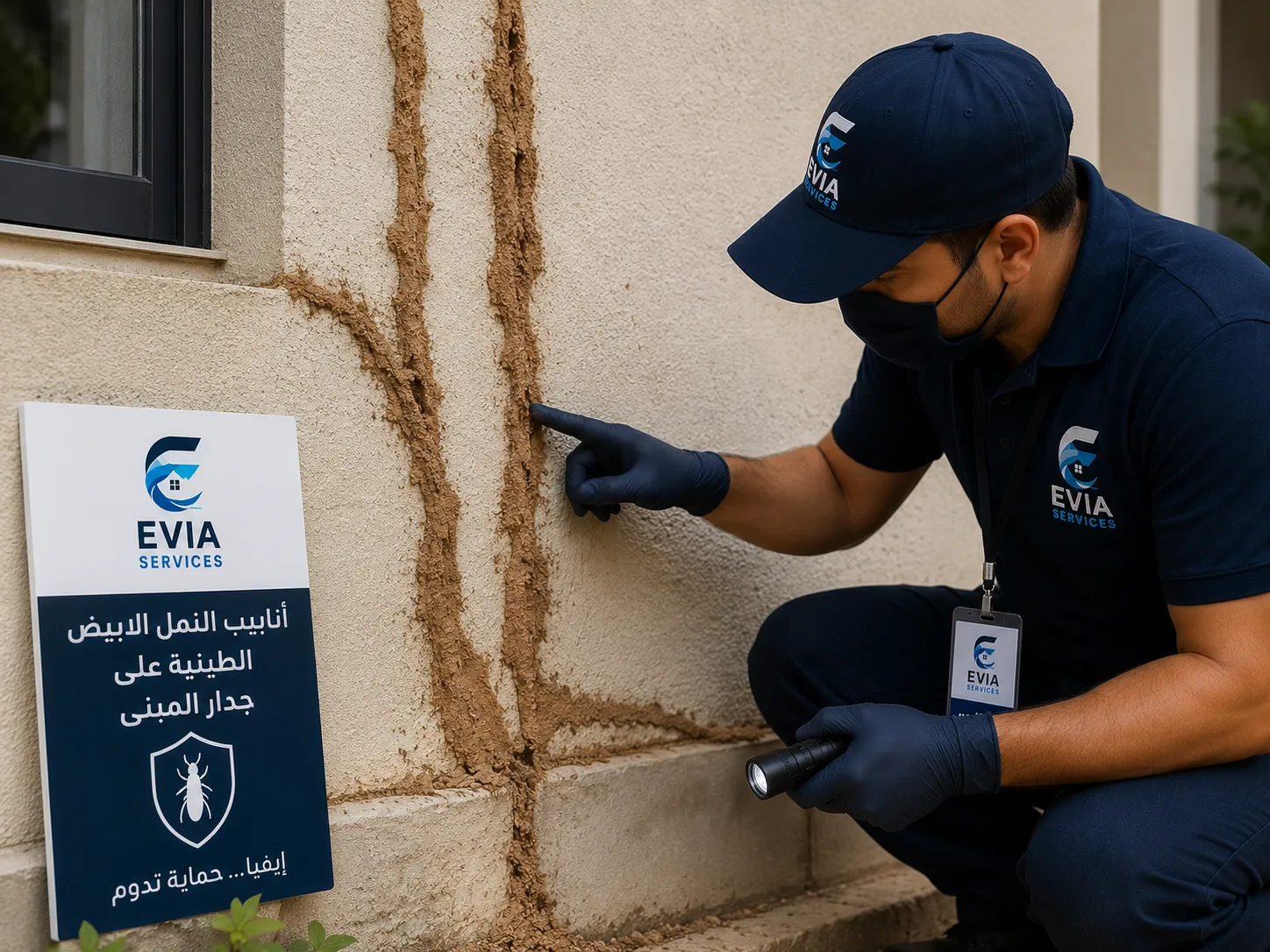 أنابيب النمل الأبيض الطينية على جدار المبنى - إيفيا