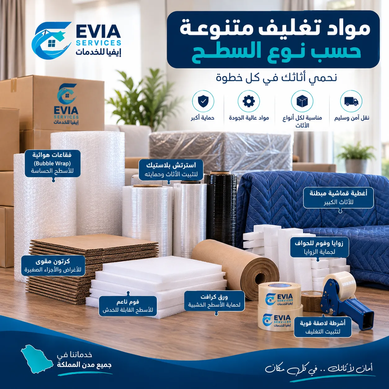 مواد تغليف متنوعة حسب نوع السطح - إيفيا