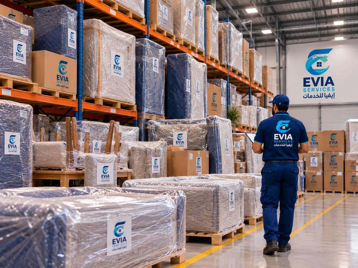 أثاث مغلّف ومحفوظ داخل المستودع - إيفيا